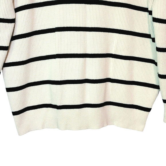 Lillusory Black & Cream Stripe Cardigan Sweater Button Down Relaxed Loose Fit S - Picture 10 of 14